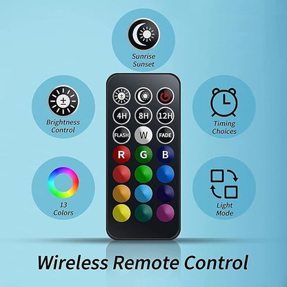 Aquarium Light with Air Bubble Hole, Full Spectrum RGB LED Submersible Fish Tank Lights, Sunrise Sunset Mode IP68 Waterproof with Remote Controller for fish and plants (48cm/19inch) ABESTFISH