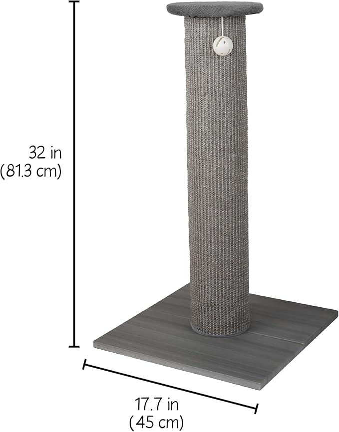 Kitty City Sisal Post Scratcher, Sisal Post (Gray) - PAWPICO