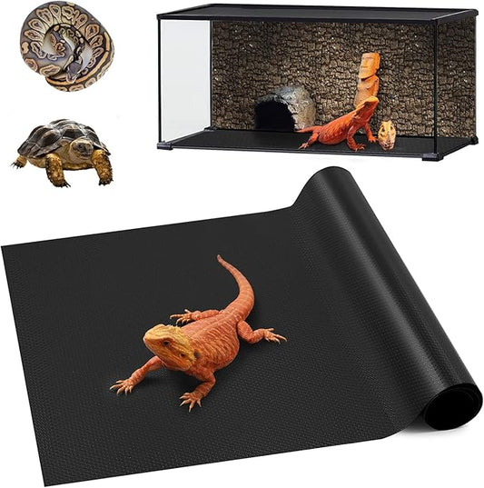 Bearded Dragon Tank Accessories, Reptile Carpet Bedding, Non-Adhesive Reptile Mat Warming Reptile Terrarium Liner Substrate for Leopard Gecko, Snake, Lizard, Tortoise, Iguana Black(18"x72") SISIPAILIFE