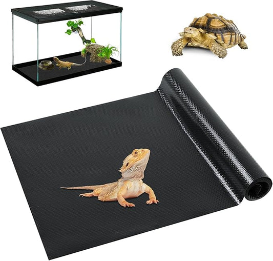 Bearded Dragon Tank Accessories, Reptile Carpet Bedding Reptile Mat Terrarium Substrate Liner Tank Flooring Habitat Accessories for Gecko, Snake, Tortoise, Lizard, Iguana (18"X 79" Black) Mechpia