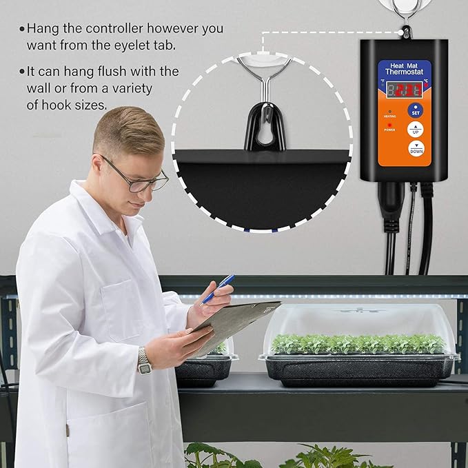 iPower 4X7 Inch Reptile Heat Pad Under Tank Heater Terrarium Warmer Heating Mat and Digital Thermostat Controller for Turtles Lizards Frogs and Other Small Animals iPower