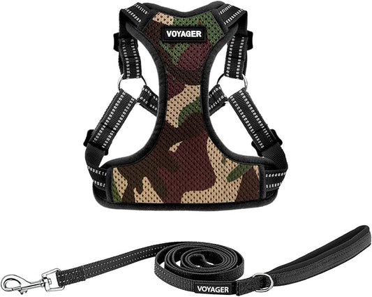 Best Pet Supplies Voyager Adjustable Dog Harness Leash Set with Reflective Stripes for Walking Heavy-Duty Full Body No Pull Vest with Leash D-Ring, Breathable All-Weather - Army/Black Trim, XL BestPetSuppliesLLC
