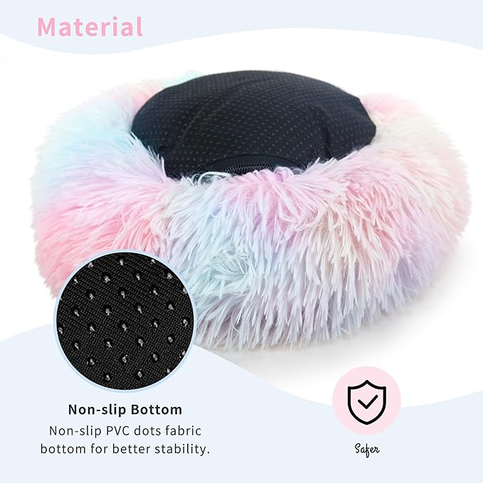 Guinea Pig Bed for Cage Plush Calming Hideout, Warm Rabbit Bed for Hamsters Hedgehogs Ferrets Dwarf Rabbits and Other Small Animals 11.8 inch Rainbow - PAWPICO