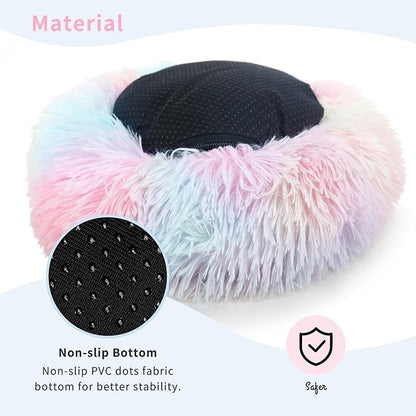 Guinea Pig Bed for Cage Plush Calming Hideout, Warm Rabbit Bed for Hamsters Hedgehogs Ferrets Dwarf Rabbits and Other Small Animals 11.8 inch Rainbow - PAWPICO