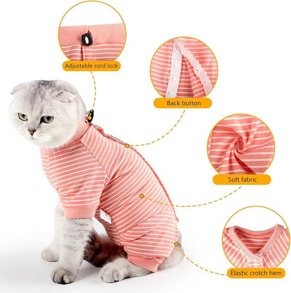 LIANZIMAU Cat Surgical Recovery Suit Professional for Male Female Dog Abdominal Wounds Cone E-Collar Alternative Anti-Licking Pet Surgical Recovery Pajama Suit Soft Fabric Onesie for Cats Lianzimau