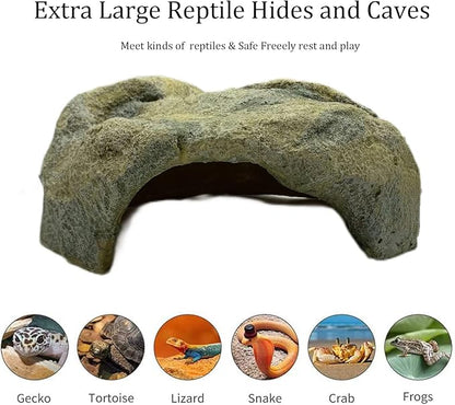 Extra Large Reptile Hide Resin Snake Hides for Ball Pythons Reptile Hides and Caves Simulation Rock Reptile Hideout for Habitat Lizard Leopard Gecko Bearded Dragon ZXUAQNOE