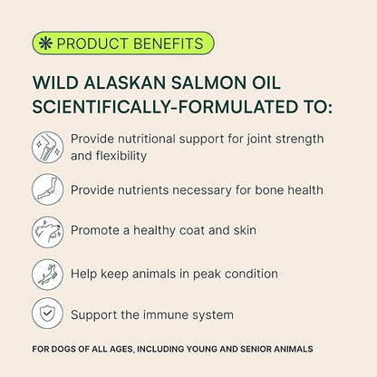 Wuffes Wild Alaskan Salmon Oil for Dogs - Natural EPA & DHA Fatty Acids and Omega 3 for Canines, Healthy Skin and Coat, Joint Support, Reduced Allergic Response - 100% Pure Fish Oil for Pets - 16 Oz Wuffes