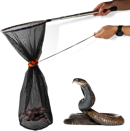 Snake Catcher Net, Rattlesnake Grabber Hnadling Tool, Reptile Catch Telescopic Pole Stick, Rattle Snake Removing and Catching Picker with 12" Ring, Extends to 40 Inches Professional+Heated+Jacket