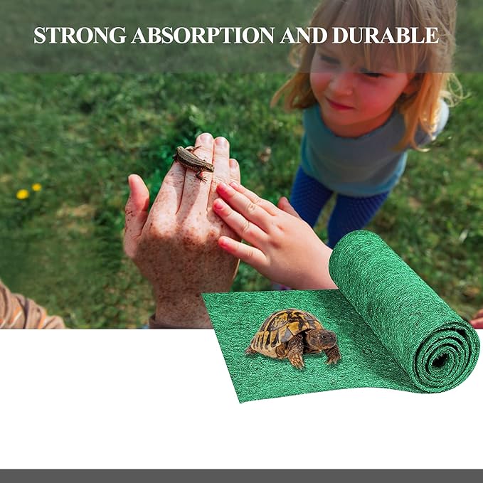 47" x 24" Large Reptile Carpet Terrarium Liner Bedding Reptile Substrate Mat Tank Accessories for Bearded Dragon Snake Lizard Tortoise Leopard Gecko (Green) Mechpia