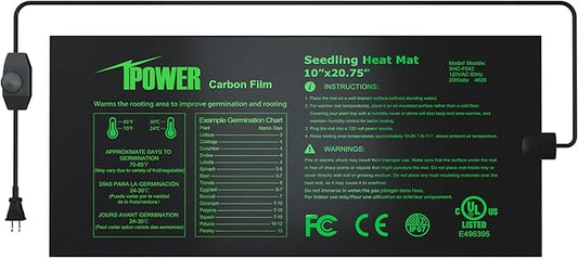 iPower Seeding Heat Mat with Thermostat Temperature Adjustable Knob, Durable Warm Hydroponic Plant Germination Starting Pad iPower