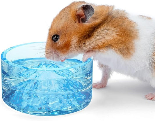 Niteangel Hamster Feeding & Water Bowls- Mount Fuji Series Glass Drinking Bowls for Dwarf Syrian Hamsters Gerbils Mice Rats or Other Similar-Sized Small Pets Niteangel