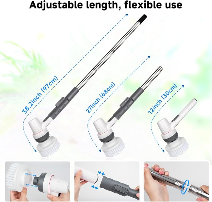 AQQA 8-in-1 Aquarium Cleaning Kit Electric Spin Scrubber Glass Cleaner Cordless Rechargeable IPX9 Waterproof Handheld Fish Tank Cleaning Brush Algae Scrapers Cleaning Tools AQQA