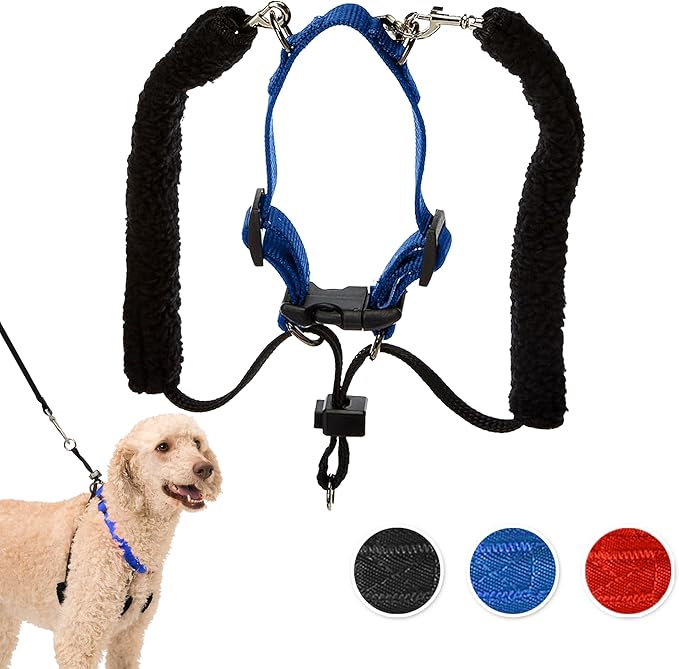 Sporn Original Training Halter, No Pull Dog Harness for Large Dogs with Blue Padded Sherpa Sleeves, Breathable Large Dog Harness No Pull, Provides to All Large Sized Breeds Sporn
