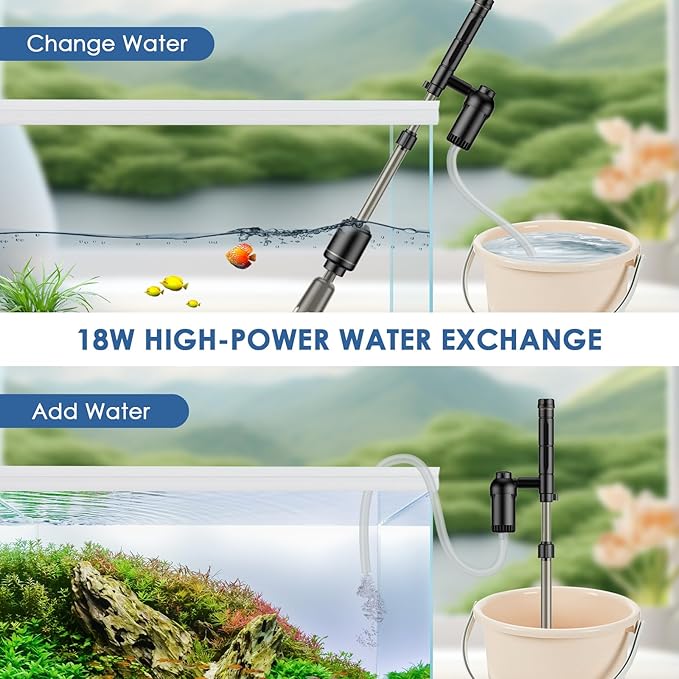 bedee Electric Aquarium Gravel Cleaner, 6 in 1 Multifunctional 18W Fish Tank Gravel Cleaner Vacuum for Water Changer Wash bedee