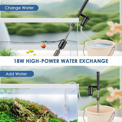 bedee Electric Aquarium Gravel Cleaner, 6 in 1 Multifunctional 18W Fish Tank Gravel Cleaner Vacuum for Water Changer Wash bedee