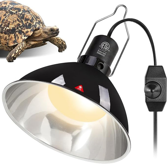 REPTI ZOO Upgrade Reptile Light Fixture with Dimming,8.5 inch Deep Dome Lamp Fixture for Reptile Tank Terrarium, Reptile Heat Lamp Fixture for UVB UVA Bulb Basking Heat Bulb REPTIZOO