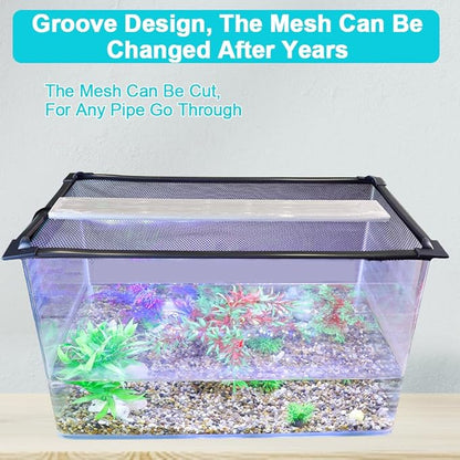 Magnetic Aquarium Cover Lid, DIY Fish Tank lid Anti-Jumping net Cover mesh Terrarium lid Aquarium Hood，Adjustable Size Fit Tank Size Max 35''X19'' Jaxbo