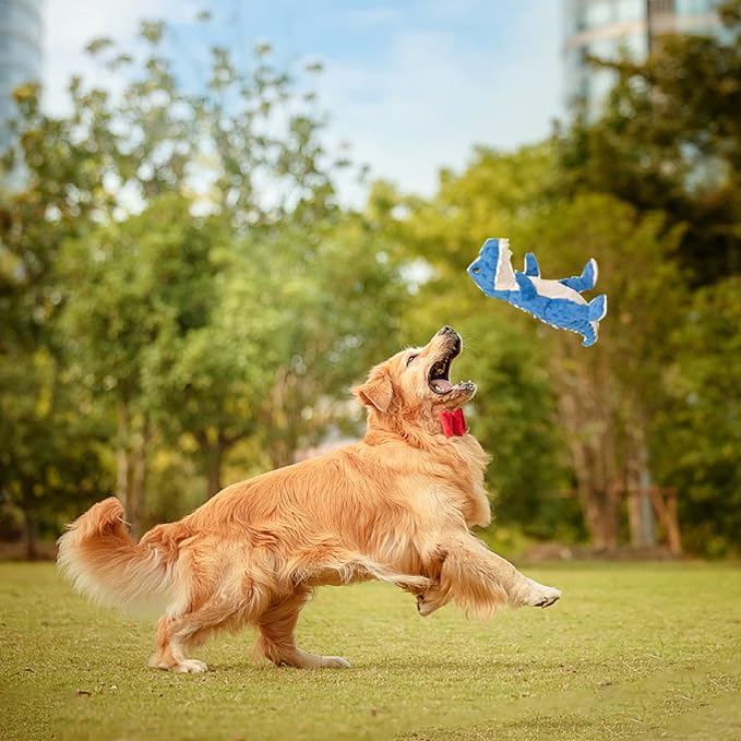 DODODOLA Dog Toys Dinosaur Dog Toy Blue Stuffed Animals Chew Toy Plush Squeaky Dog Birthday Toys for Small Large Big Dogs - PAWPICO