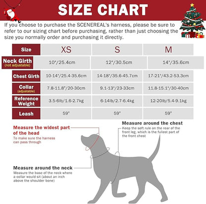 SCENEREAL Small Dog Harness Collar and Leash Set, Warm Fleece No Pull Puppy Vest Harness, Christmas Dog Outfit No Chock Adjustible Step in Pet Halter for Outdoor Walking Training, Red Plaid M SCENEREAL