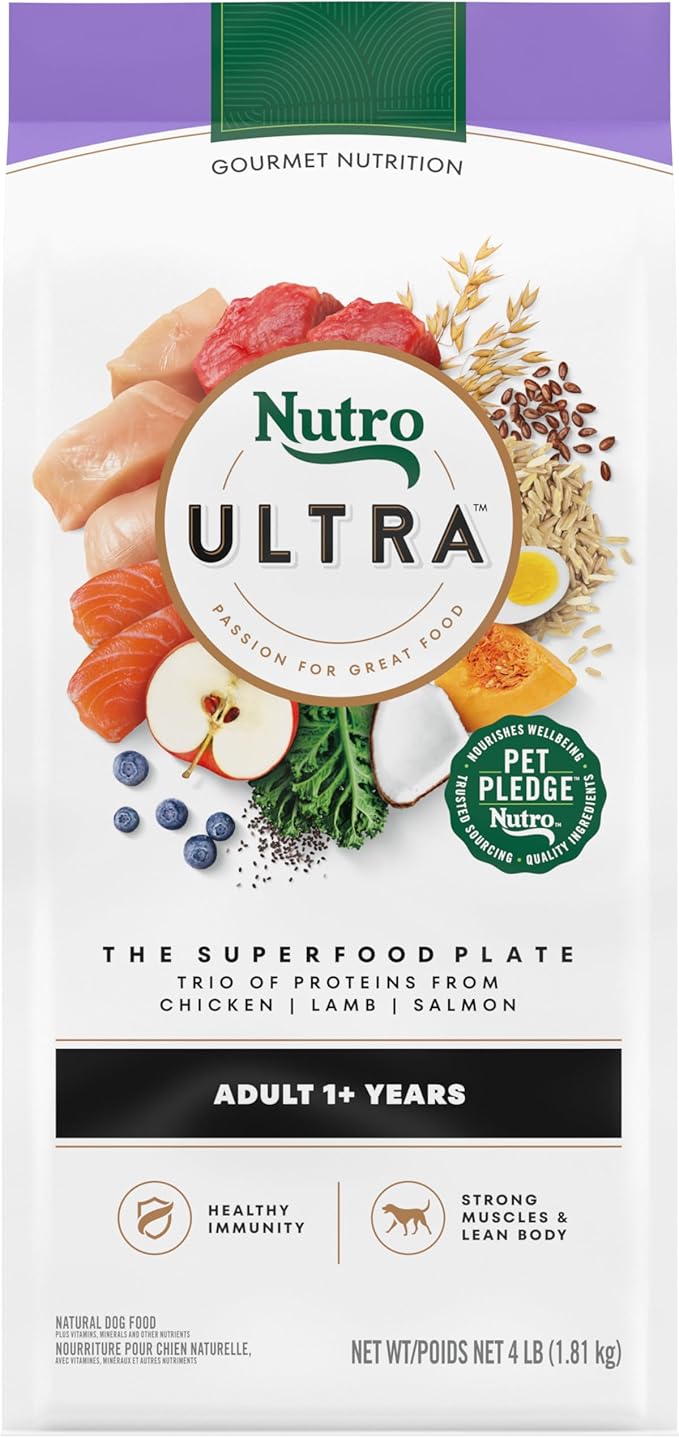 Nutro Ultra Adult Dry Dog Food with a Trio of Proteins from Chicken, Lamb and Salmon, 4 lb. Bag - PAWPICO