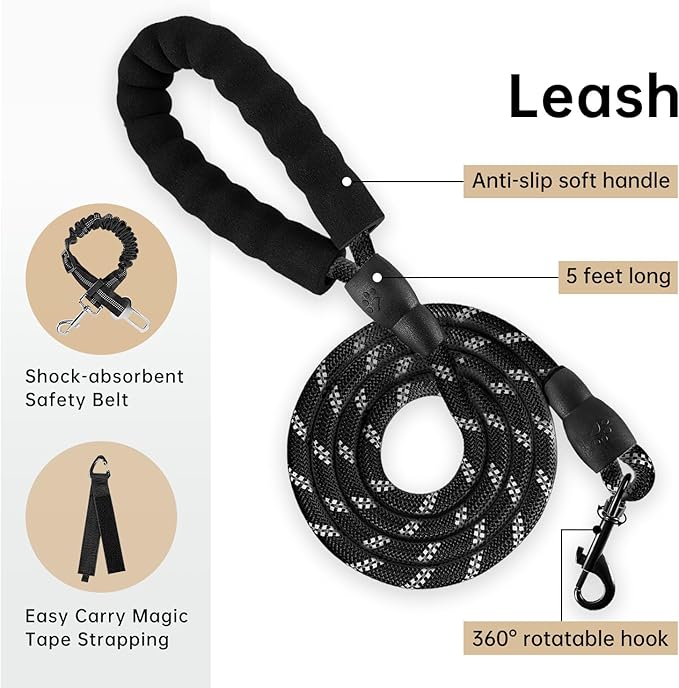 IVY&LANE No Pull Dog Harness with Leash Set, Reflective No Choke Pet Vest,Adjustable Oxford Dog Vest Harness with Easy Control Handle for Large Dogs (Light Brown,XL) IVYLANE