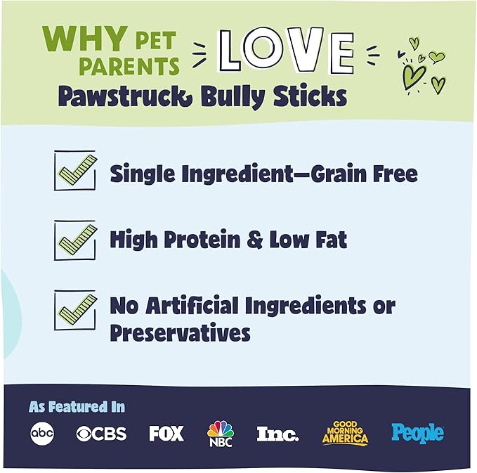 Pawstruck Natural 3-5" Bully Sticks for Small Dogs & Puppies – Single Ingredient, Low Odor & Rawhide-Free Chew Treat Bones - 100% Real Beef No Artificial Preservatives - 8 oz Bag - Packaging May Vary - PAWPICO