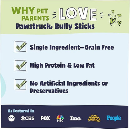 Pawstruck Natural 3-5" Bully Sticks for Small Dogs & Puppies – Single Ingredient, Low Odor & Rawhide-Free Chew Treat Bones - 100% Real Beef No Artificial Preservatives - 8 oz Bag - Packaging May Vary - PAWPICO