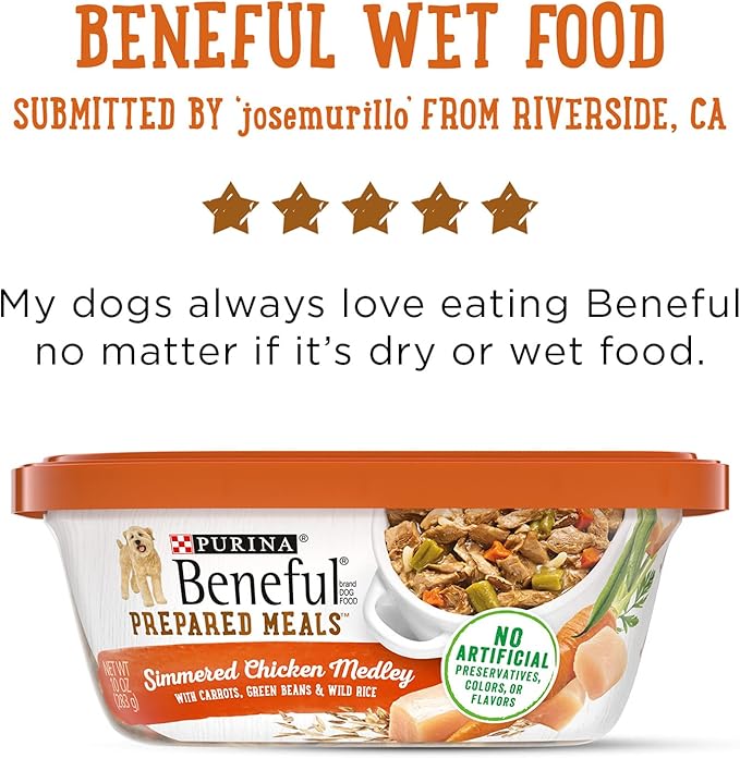 Purina Beneful Gravy Wet Dog Food, Prepared Meals Simmered Chicken Medley - (8) 10 oz. Tubs - PAWPICO