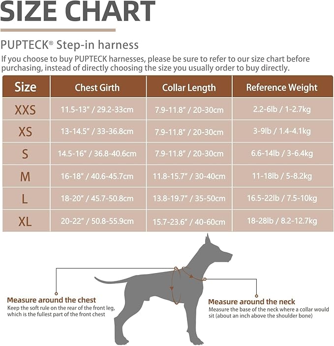 PUPTECK Adjustable Pet Harness Collar &Leash Set Step in for Small Dogs Puppy &Cats Outdoor Training &Running, Soft Mesh Padded Reflective Vest Harness,M: Chest girth: 16-18in Collar: 11.8-15.7in PUPTECK