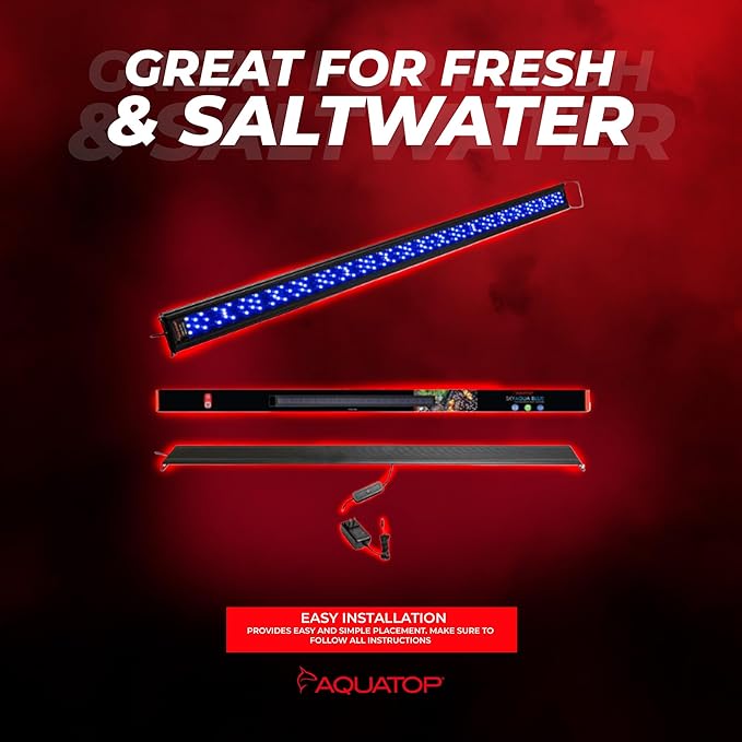 Aquatop SkyAqua Marine LED Saltwater Aquarium Light, 14000K Spectrum – Fits 48-54-Inch Tanks, 3 Position Toggle Switch & Included Remote Control, Aquarium Lights for Fish Tanks, UL & CSA AQUATOP