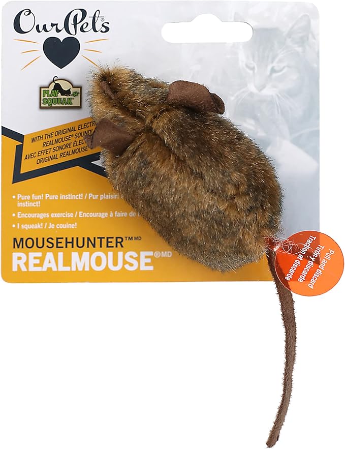 OurPets Play-N-Squeak Mouse Hunter Cat Toy (Interactive Cat Toy & Catnip Toy with Real Mouse Electronic Sound) Perfect Toys for Indoor Cats with Catnip - PAWPICO