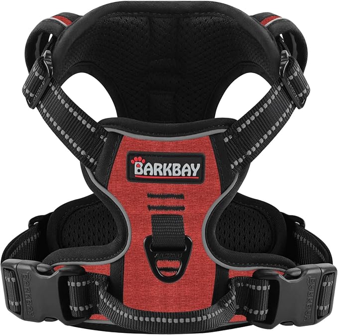 BARKBAY Dog Harness No Pull for Large Dogs - Adjustable, Reflective, Comfortable, No Choke, Heavy-Duty - Perfect for Outdoor Training, Walking, and Hiking - Strong & Durable - XL & Roi Red BARKBAY