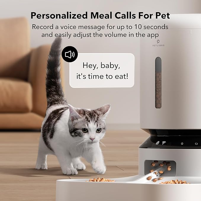 PETLIBRO Automatic Cat Feeder, WiFi Pet Feeder for 2 Cats or Dogs with APP Control, 5L Timed Cat Food Dispenser, Adjustable Meal Splitter, Fresh Food Storage, 10s Meal Call, Stainless Steel Bowls - PAWPICO