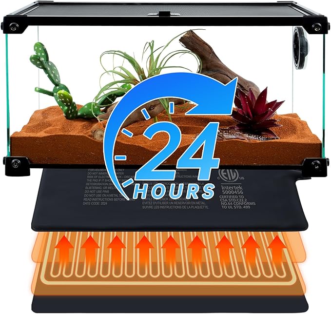 REPTI ZOO 6" X 8" Reptile Heat Pad Fast Heating Pad with Adjust Knob 8W Reptile Heat Mat for Turtles/Hermit Crabs/Bearded Dragons/Leopard Geckos/Snakes/Lizards, and Seed Germination REPTIZOO