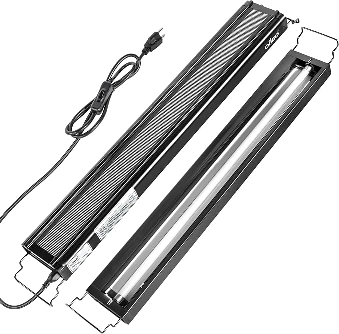 Oiibo T5 HO Reptile Light Fixture UVB Lighting Combo Kit, Reptiles Terrarium Lamp Hood Light Fixture Include UVB 10.0 Desert Reptile Light for Bearded Dragon Gecko Lizard (24W) OIIBO