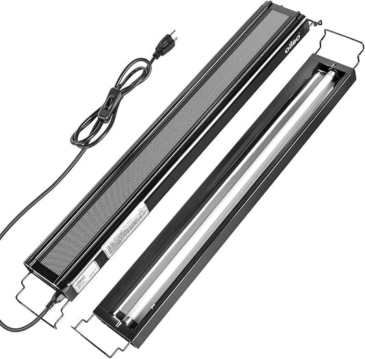 Oiibo T5 HO Reptile Light Fixture UVB Lighting Combo Kit, Reptiles Terrarium Lamp Hood Light Fixture Include UVB 5.0 Rainforest Reptile Light for Chameleon Arboreal Geckos Lizard (24W) OIIBO