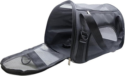 Cat Carrier,Soft-Sided Pet Travel Carrier for Cats,Dogs Puppy Comfort Portable Foldable Pet Bag Airline Approved (Medium-Black) - PAWPICO
