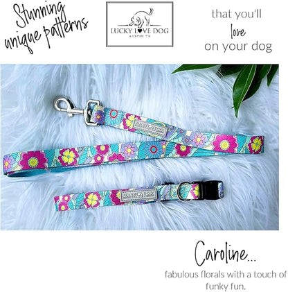 Lucky Love Dog Collar and Leash Combo, Cute Collar and Leash Set for X-Small Female Dogs, Part of Purchase Donated to Rescue (XS, Caroline, Combo) LuckyLoveDog