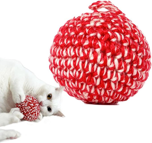 JAYU PET Red Cat Ball - Catnip Inside Cat Toy, Handmade Silvervine Ball Toys, Cat Toys for Indoor Cats, Interactive Matatabi Cat Ball Toy, Feline Kitten Toys, Cat Gifts (2.7 inch) - PAWPICO