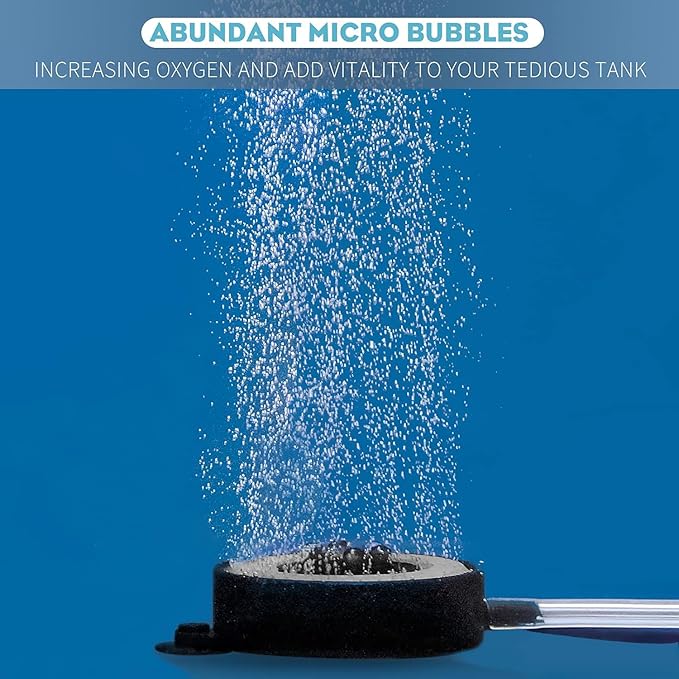 Pawfly 2 Inch Aquarium Air Stone Disc with LED Light Fine Bubbler Diffuser with Tubing for Fish Tank (Pump not Included) Pawfly