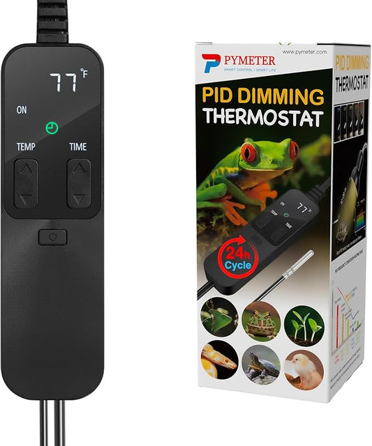 PID Dimming Thermostat Reptile with 24 Hours Cycle Timer for Reptiles Heat Lamp Heating Pad Seedling Heat Mat Temperature Controller Pymeter