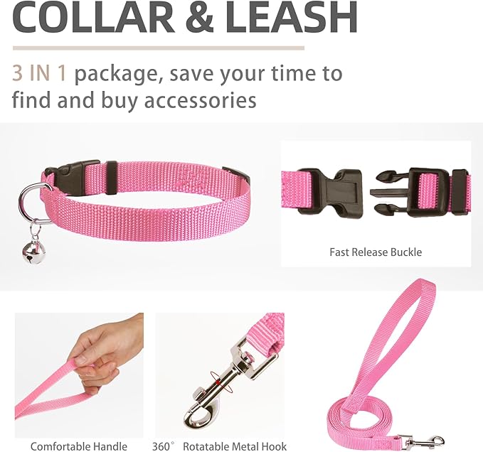 PUPTECK Adjustable Dog Harness Collar and Leash Set Step in No Pull Pet Harness for Small Medium Dogs Puppy and Cats Outdoor Walking Running, Soft Mesh Padded Reflective Vest Harnesses PUPTECK