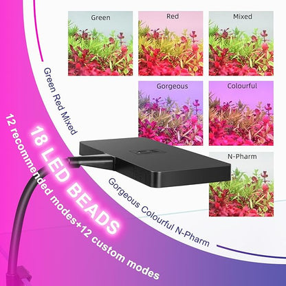 Smart 9W Aquarium LED Light, Nano Clip lamp for Aquarium Plant Growth,RGB Full Spectrum Aquarium Light,APP Control Adjustable Terrarium Light, JEREPET