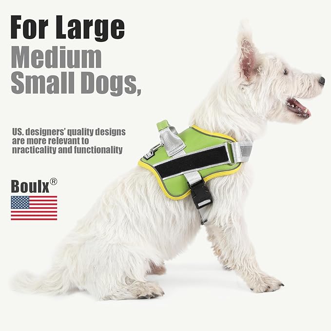 Bolux Dog Harness, No-Pull Reflective Dog Vest, Breathable Adjustable Pet Harness with Handle for Outdoor Walking - No More Pulling, Tugging or Choking (X-Small (Pack of 1), GreenYellow) Bolux