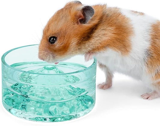 Niteangel Hamster Feeding & Water Bowls- Mount Fuji Series Glass Drinking Bowls for Dwarf Syrian Hamsters Gerbils Mice Rats or Other Similar-Sized Small Pets Niteangel