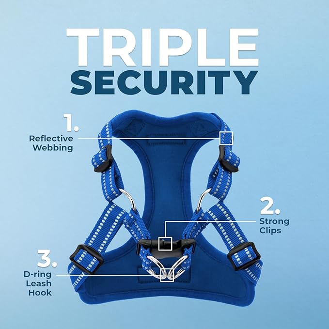 Best Pet Supplies Voyager Adjustable Dog Vest Harness Breathable No Pull Harness for Small, Medium, Large Dogs, Harness for Walking, Jogging, Easy Step-in, Reflective Stripes - (Royal Blue), L BestPetSuppliesLLC