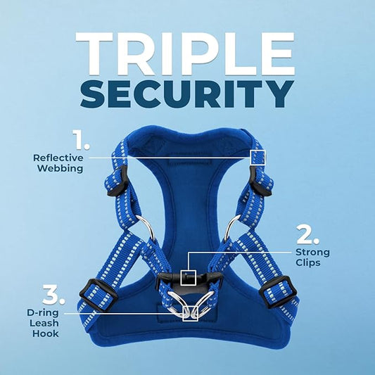 Best Pet Supplies Voyager Adjustable Dog Vest Harness Breathable No Pull Harness for Small, Medium, Large Dogs, Harness for Walking, Jogging, Easy Step-in, Reflective Stripes - (Royal Blue), L BestPetSuppliesLLC
