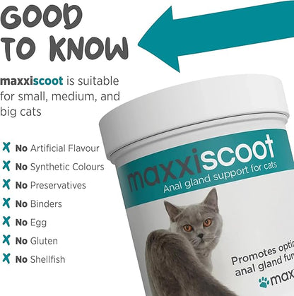 maxxiscoot Anal Gland & Digestive Health Support for Cats - Powder Supplement, 3.2oz maxxipaws
