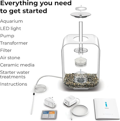 biOrb Life 15 Acrylic 4-Gallon Aquarium with White LED Lights Modern Compact Tank for Tabletop or Desktop Display, Transparent biOrb