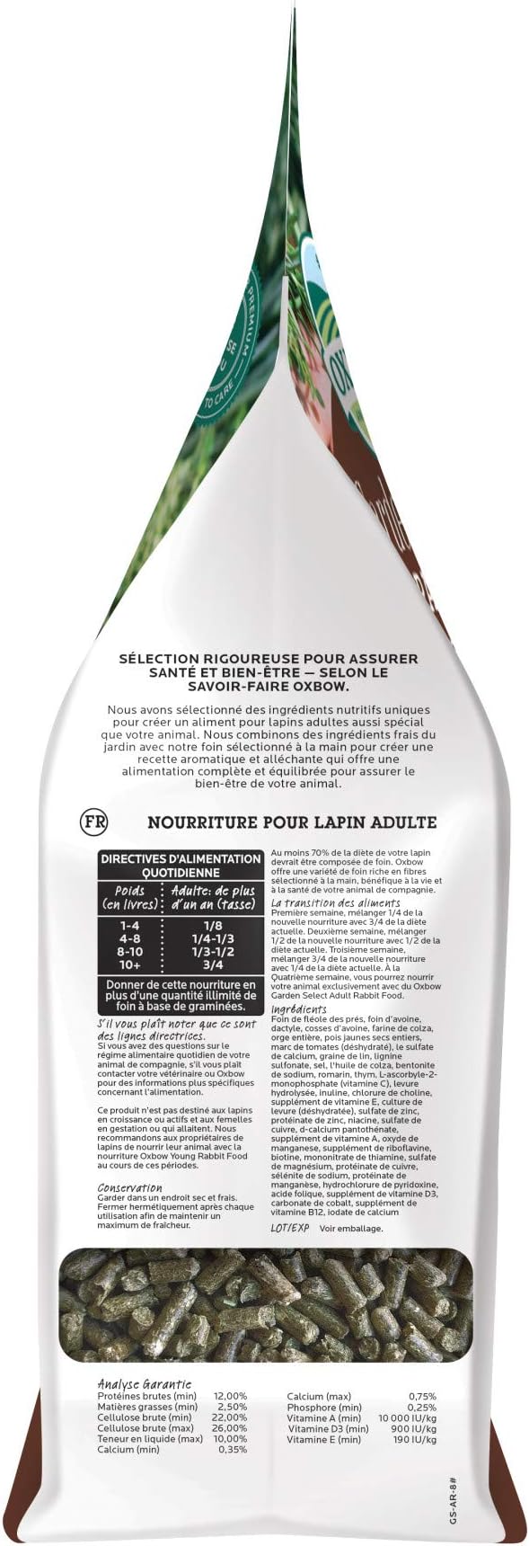 Oxbow Animal Health Garden Select Adult Rabbit Food, Garden-Inspired Recipe for Adult Rabbits, No Soy or Wheat, Non-GMO, Made in The USA, 8 Pound Bag OxbowAnimalHealth